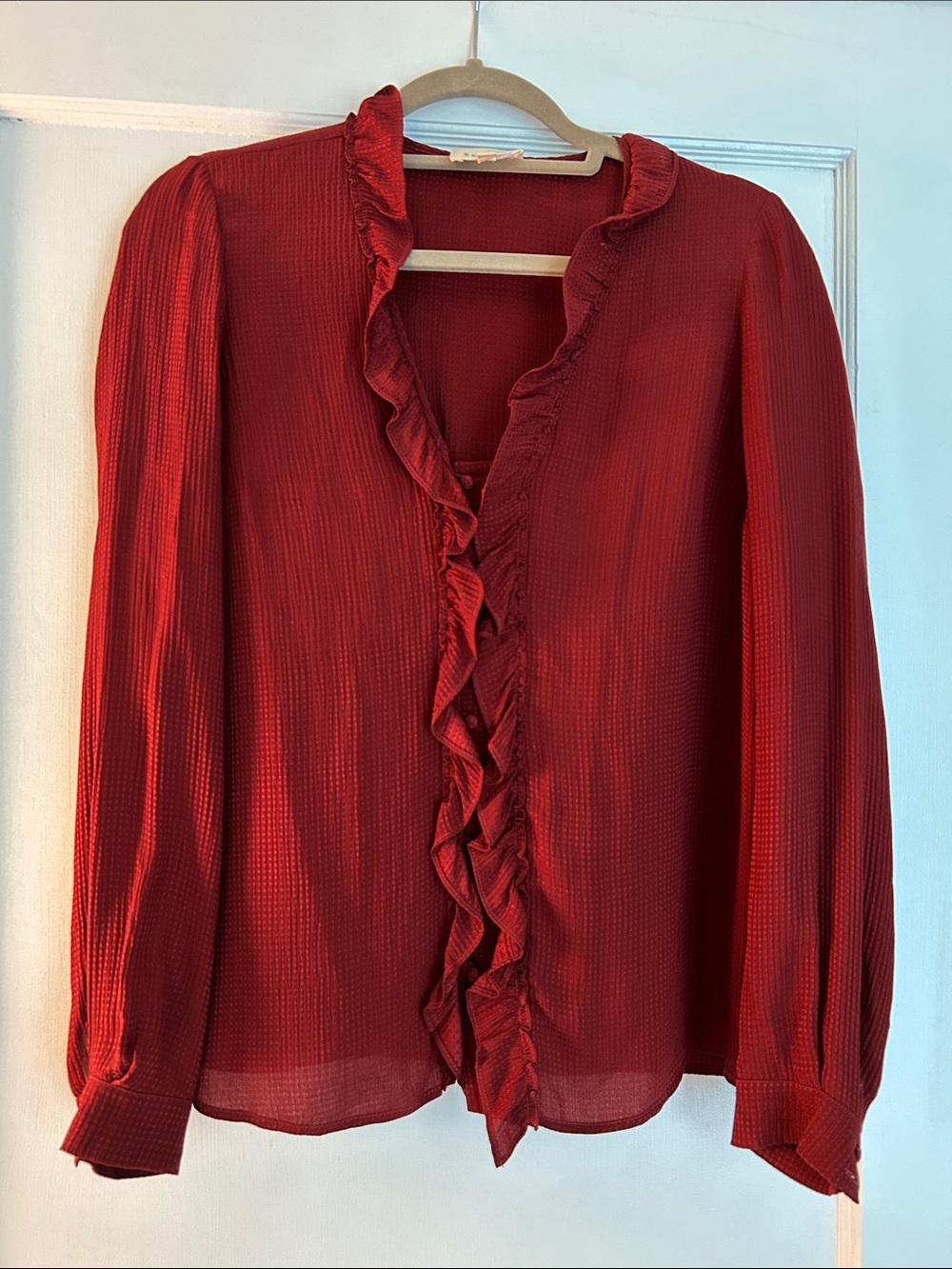 Sézane burgundy silk blouse